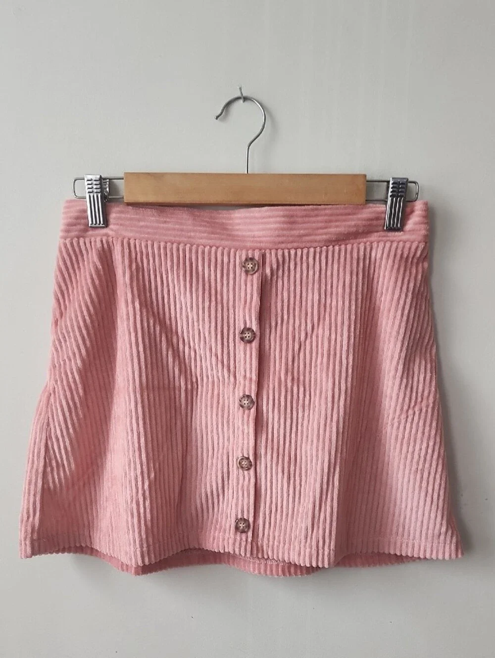Girls' Pink Corduroy Button-Front A-Line Skirt